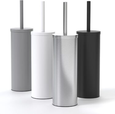 Торцева щітка для унітазу з нержавіючої сталі та силікону з дискретним тримачем. Антибактеріальна щітка для туалету з захистом від бризок (срібляста)