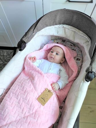 Універсальна дитяча ковдра Bo DANKA для автокрісла, коляски та Maxi Cosi, 80x80 см, з капюшоном і липучкою, для новонароджених, всесезонна, рожева