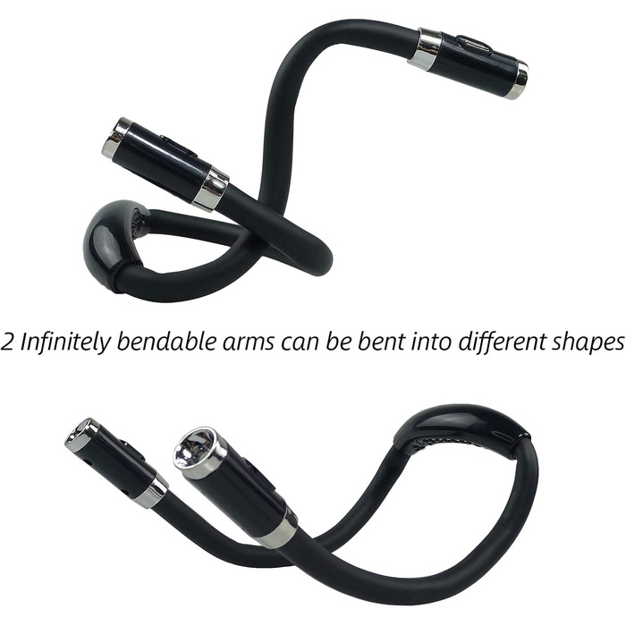 LED лампа для читання GRSTREE з гнучкими підлокітниками, 3 режими яскравості, для читання в ліжку, рукоділля, чорного кольору