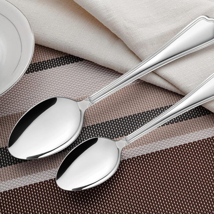 Herogo Cutlery Set for 6 People, 36-Piece Stainless Steel Cutlery Set with Steak Knives, Polished Eating Cutlery Set with Fork, Knife, Spoon for Home Restaurant, Dishwasher Safe (Modern)