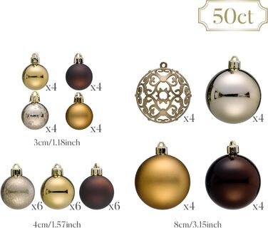 Набір ялинкових прикрас Valery Madelyn: 50 бронзових кульок з насадками