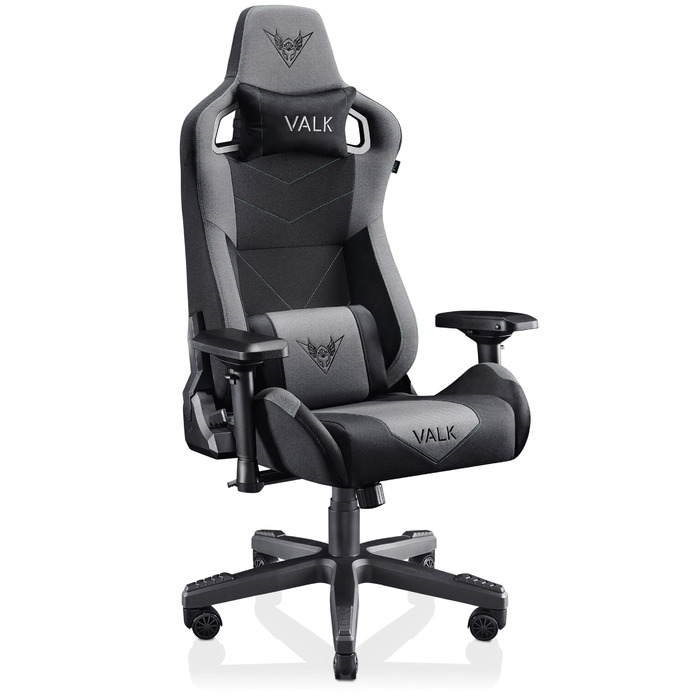 Ігровий крісло VALK Gaia з дихаючого матеріалу, ергономічний офісний крісло, кут нахилу спинки 160º, 4D підлокітники, газліфт Класу 4, професійне геймерське крісло (Онікс Чорний)