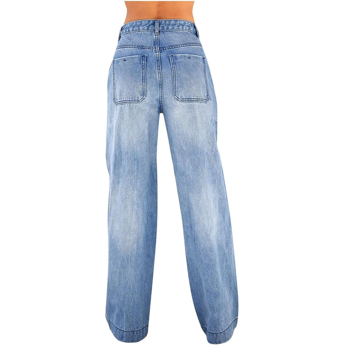 Джинси жіночі Baggy Denim з широкими штанинами, висока талія, еластичні, темно-сині, розмір L