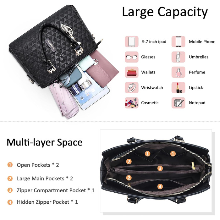 Стильна жіноча сумка-шопер Elegante з ручками та захистом від крадіжки, синя, PU шкіра, середнього розміру - для подорожей, роботи, вечірок