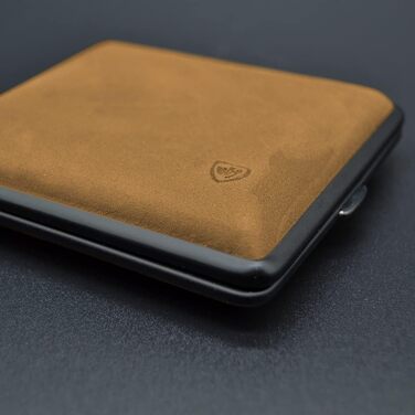 V.H. 1912 VOM HOFE MANUFACTORY Cigarette Case Genuine Leather, Handmade in Germany, Light Brown, 85mm - Case, Cigarette Box