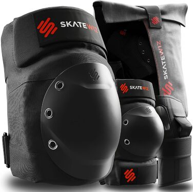 Захисний комплект SKATEWIZ для роликів, 6 предметів, неопренові рукави, чорний, для дорослих і підлітків від 14 років, розмір M, німецький виробник