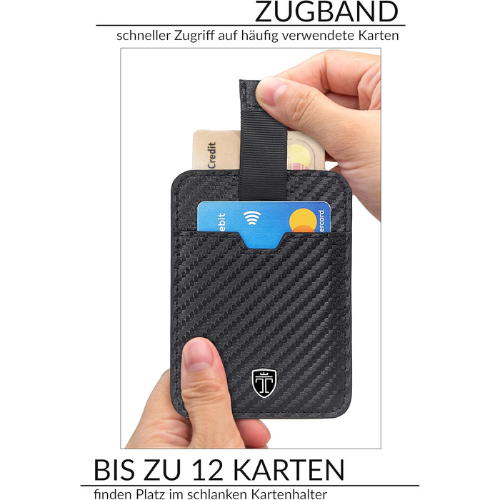 Слім-гаманець TRAVANDO Dallas з RFID-захистом та вужком для 12 карток, карбоновий, Німеччина