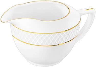 Wilmax - Porcelain Milk Jug with Gold Pattern - 280ml - White - Milk Canister - Coffee Service for Milk, Coffee, Tea - with Spout - Sauce Server, Sauce Boat