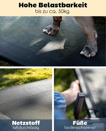 Textilene fabric dog bed, (L) 100 x 76 cm, (L 106 x W 62 x H 15 cm, Black)
