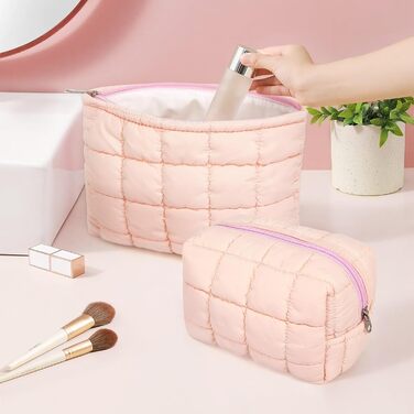 Набір косметичок для жінок: 3 шт. для макіяжу, подорожей та повсякденного використання (рожевий)