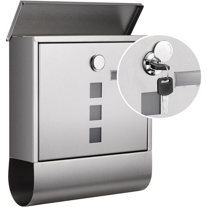 Поштова скринька SONGMICS з замком, оглядовим вікном та відділенням для газет, сіра (GMB20AG) - 10x30.8x33.8 см