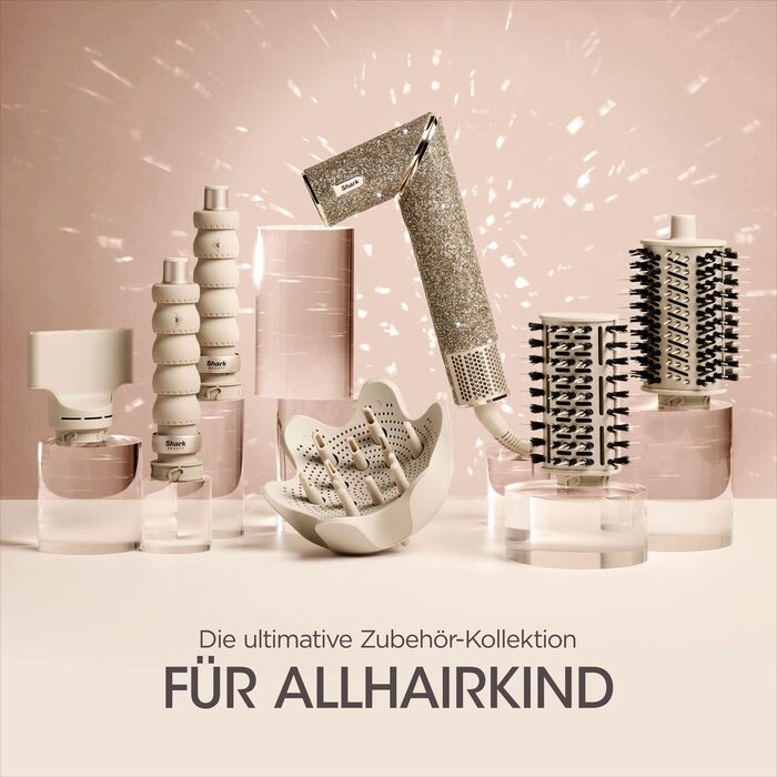Фен-щітка Shark FlexStyle Sparkle Limited Edition Gold Diamond 5-в-1 з набором насадок (локон, щітка-гребінець, овальна, концентр., дифузор), HD446JSEU