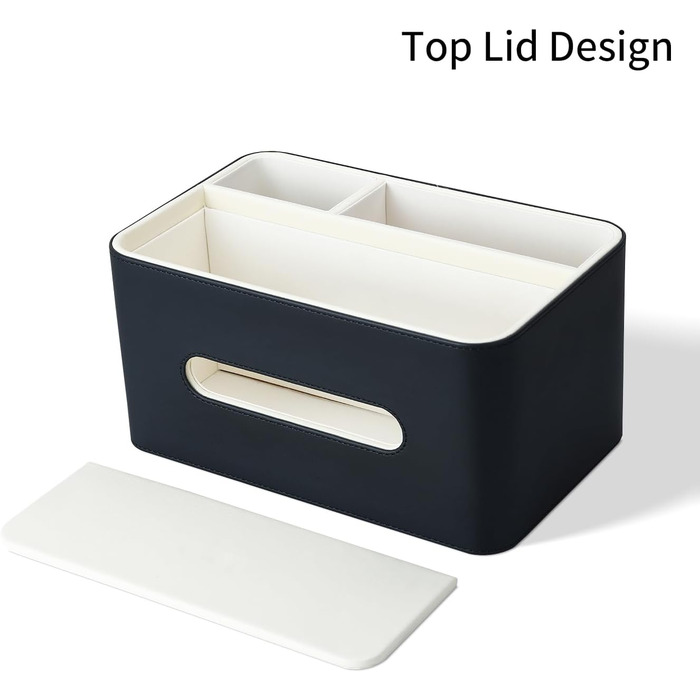 KINGFOM Склянка для серветок з 2 відсіками, шкіряна, для дому, офісу, ванної кімнати (Чорний)