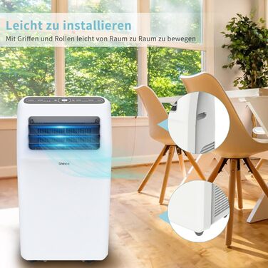 Мобільний кондиціонер SHINCO 12000 BTU (3,5 кВт) з виносним шлангом, охолодження, вентиляція, осушення, для приміщень до 90 м³, білий