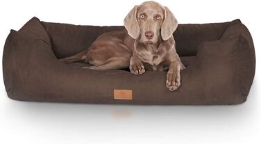 Knuffelwuff Dog Bed Dreamline from Velour XXL 120 x 85cm Brown - Removable Cover - Easy to Clean - for Large, Medium and Small Dogs