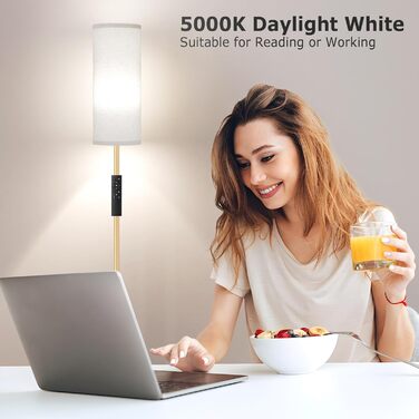 Стельова лампа PreeOtti для вітальні з LED, диммуванням, пультом, 4 колірними температурами, сірий абажур, для вітальні, спальні, офісу