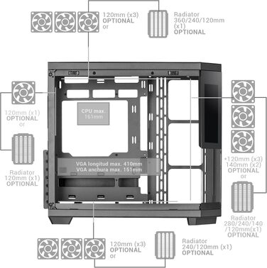 Корпус для ПК Mars Gaming MC-U3 ATX XL, білий, 3 ARGB вентилятори 120мм, загартоване скло, LCD-дисплей (MC-3T CORE LCD)