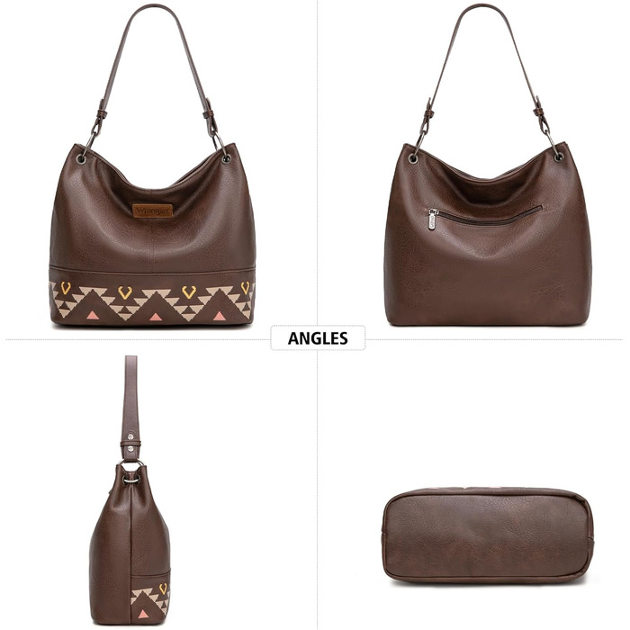 Сумка жіноча Wrangler Hobo з екошкіри, верхня ручка, кросбоді та сумка-тоут (Western Coffee)