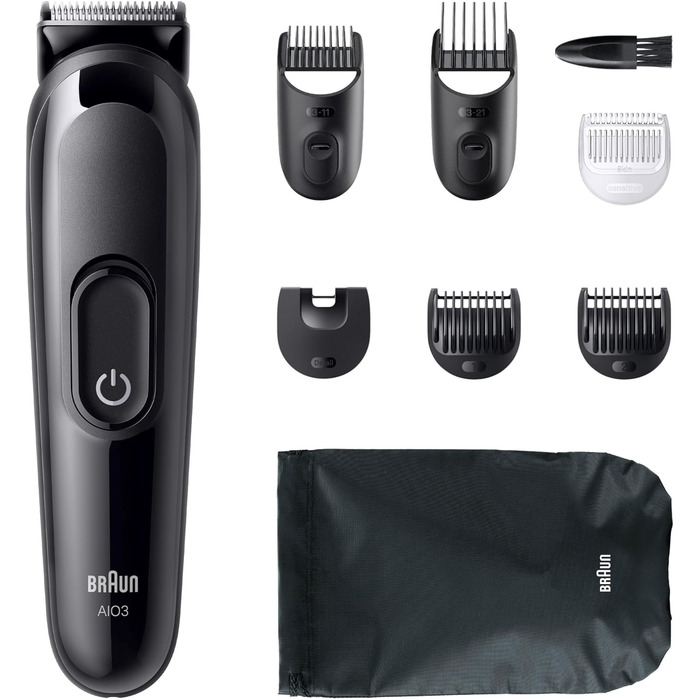 Braun Multigroom Series 3 AIO3545 – Триммер 8-в-1 для бороди, волосся та тіла, чорний