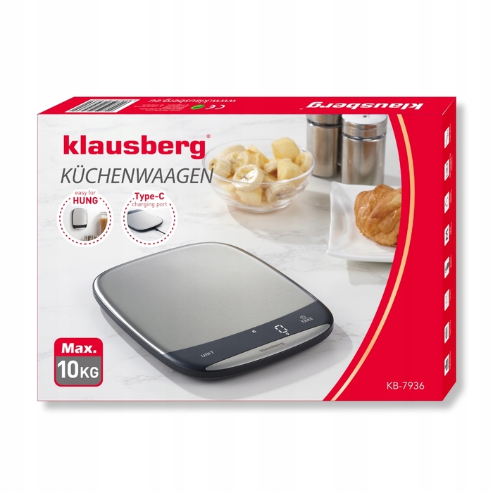 Кухонні ваги Klausberg KB7936, сріблястий/сірий, до 10 кг