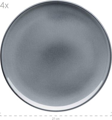 MÄSER Livio: Набір тарілок для 4 осіб (8 шт.) з тарілок для їжі та супу, сірий, кераміка, сучасний скандинавський стиль