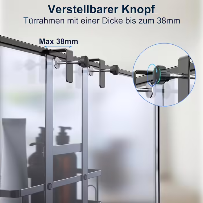 Uuliyer Shower Shelf for Hanging with Soap Holder, Shower Shelf No Drill for Bathroom Door, Shampoo Shower Gel Holder for Shower, Black (Style B)
