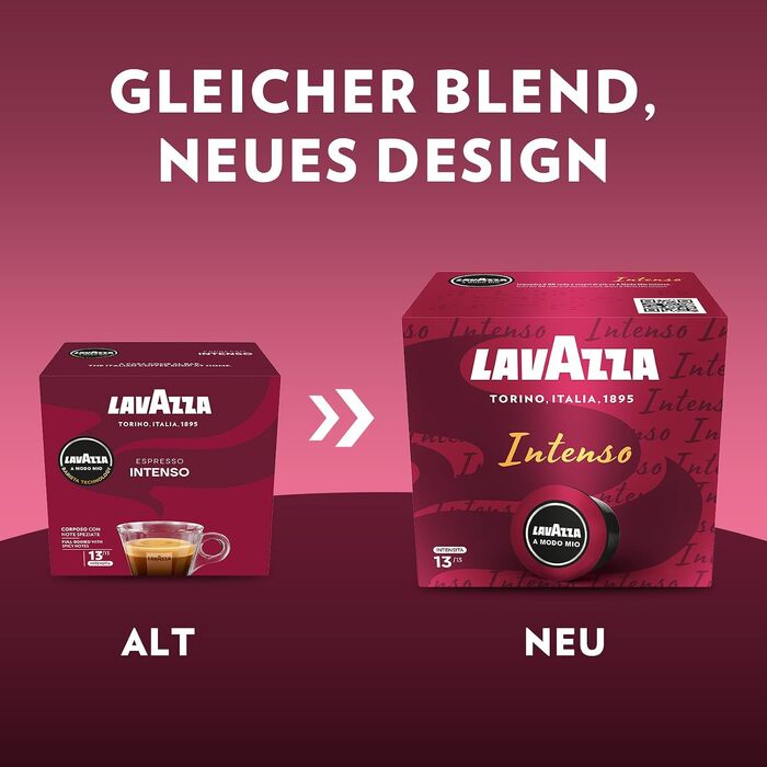 Кавові капсули Lavazza A Modo Mio Espresso Intenso, арабіка та робуста, інтенсивність 13, середньо-темне обсмаження, 16 капсул x 4 упаковки (64 шт)