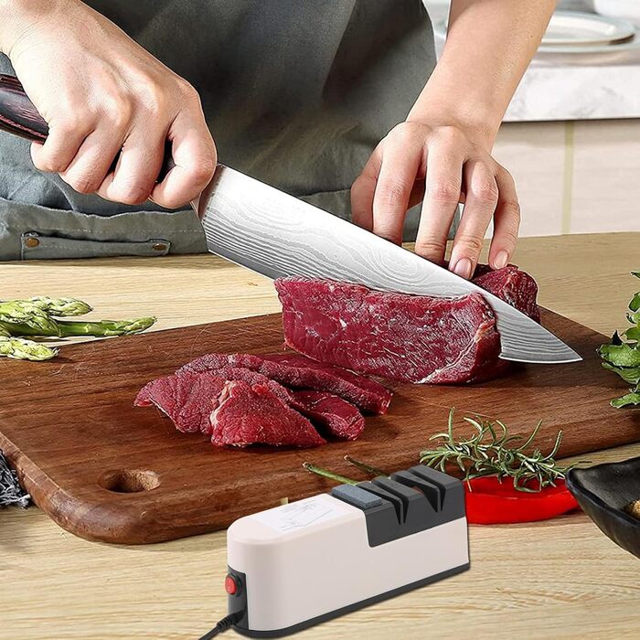 Електричний точилка для ножів 5 в 1: професійний набір для заточування ножів з прямою та зубчастою клинками, керамічних ножів