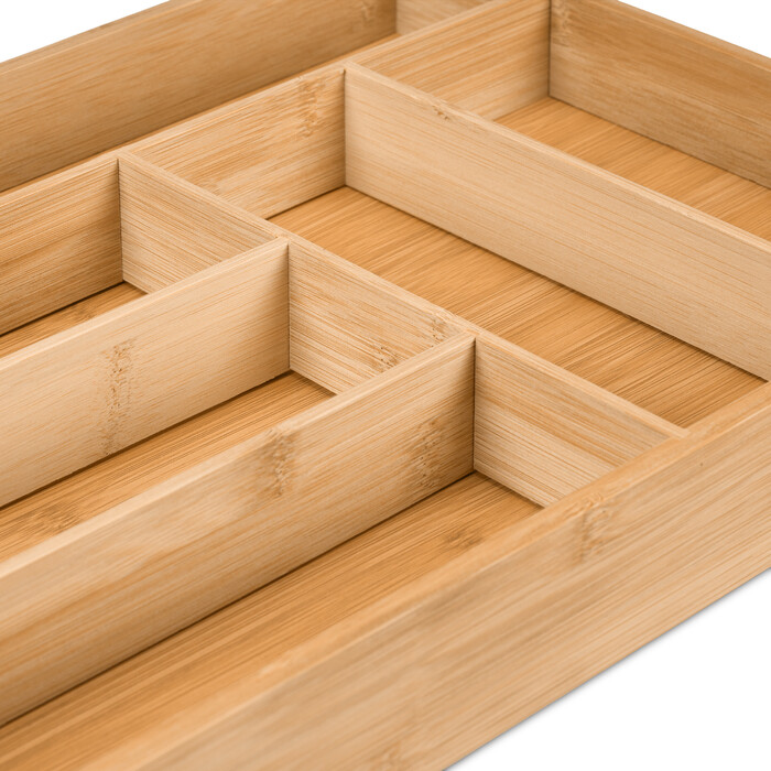 Relaxdays Bamboo Cutlery Box with 6 Compartments