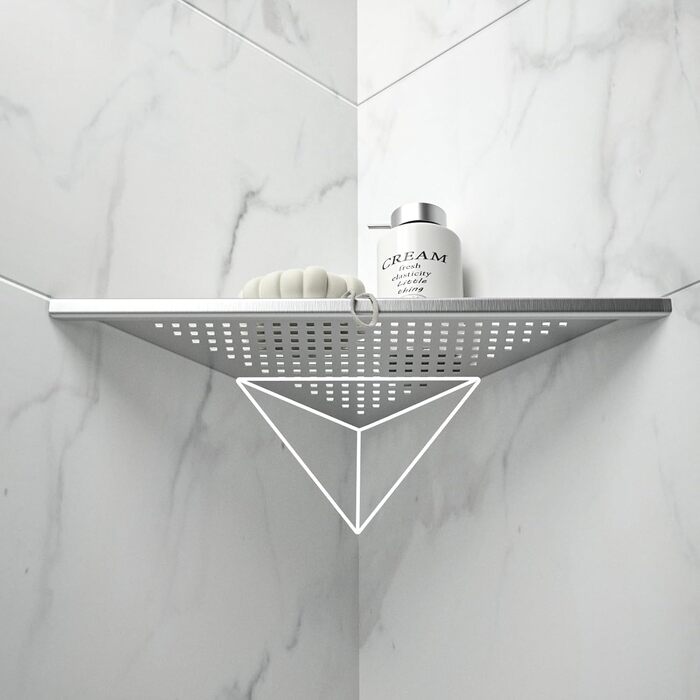 Поличка для душу Eck з нержавіючої сталі 304, органайзер для ванної кімнати з сітчастою конструкцією, вбудована поличка для ремонту ванної кімнати (шліфована, 254 мм - 2 шт.) (305 мм - 2, срібна)