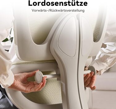 Ергономічне крісло Musso E600SE для офісу, з регулюванням поперекової підтримки, 3D підлокітники та підголівник, з підніжкою, для жінок, захист спини, бежевий