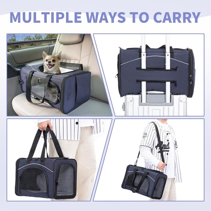 Транспортна переноска для котів та собак Petfit | Переноска для подорожей літаком | Безпечний транспорт в авто, поїзді та літаку (Medium, balu)