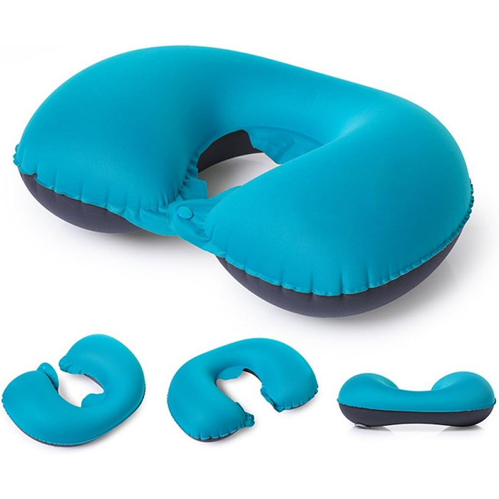 Надувна подушка для шиї HIKENTURE, Ultralight Travel Pillow – зручна подушка для подорожей, літака, авто, поїзда (Турквіс)