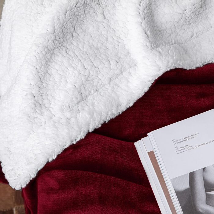 Плед Mixibaby для дому, теплий та м'який, 150 x 200 см, бордовий колір