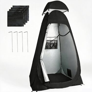 Намет для туалету та душу, переносний шатрів для відпочинку, переодягання та приватності на природі. Модель для кемпінгу та пляжу з сумкою, захист від сонця UV 50+ (Чорний)