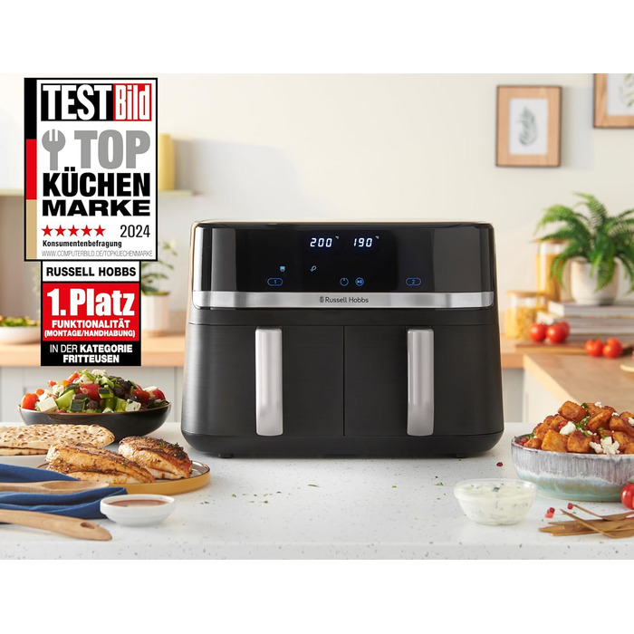 Фритюрниця Russell Hobbs SatisFry з 2 камерами, 9л, Rapid AirFryer, 9 програм, тиха робота, миється в посудомийній машині
