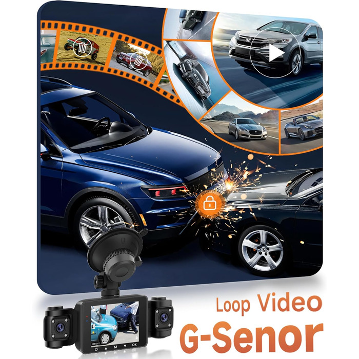 Автомобільна відеореєстратор (Dashcam) 4 Канали 360° з 4 камерами FHD 1080P (передня, задня, ліва, права), 2.4