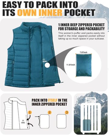 Жіноча степна жилетка Outdoor Ventures для туризму та кемпінгу, тепла, з капюшоном, керамічно-блакитна, розмір L