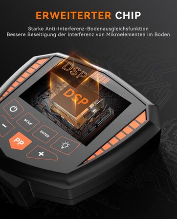 Металошукач SUNPOW – 5 режимів, професійний для дорослих, з Pinpointer, водонепроникний IP68, 30см котушка, 2 HD-LCD дисплеї, DSP-чип, регульований стержень, міцна спіральна структура, повний комплект (OTMD07)