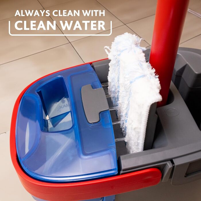 Vileda H2PrO Floor Wiper | 100% Separation of Clean and Dirty Water | Water-Saving Design | One-Hand Operation | Compact Storage | Ergonomic Handle | Microfiber | Eco-Packaging