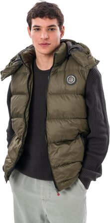 Чоловіча жилетка з пуховим наповнювачем – преміум якість, м'який матеріал, знімна капюшон (L, Хакі)