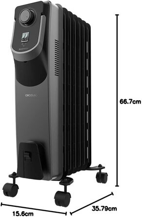 Масляний радіатор Cecotec ReadyWarm 11000 Space 360º Black - 2500 Вт, 11 секцій, 3 режими, 28 м², 66.7 x 35.8 x 15.6 см