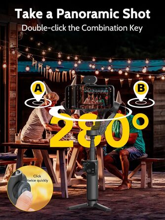 Стабілізатор для смартфона AOCHUAN V8 AI: 3-осьовий, для iPhone/Android, OLED-дисплей, 20 см, AI-трекінг, чорний