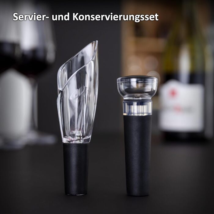 Електричний відкривач вин Haier з нержавіючої сталі. Набір з декантером, вакуумним ковпачком, різаком фольги та автоматичним відкривачем. Преміум подарунок для поціновувачів вина.