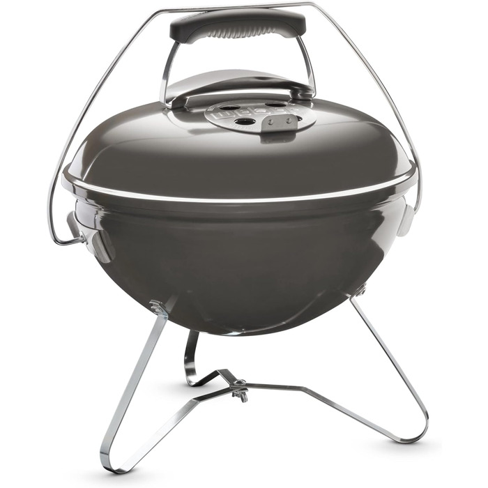 Вугільний гриль Weber Smokey Joe Premium, портативний, 37 см, з порцеляновим покриттям, кришка та котел, сірий, ручка для перенесення
