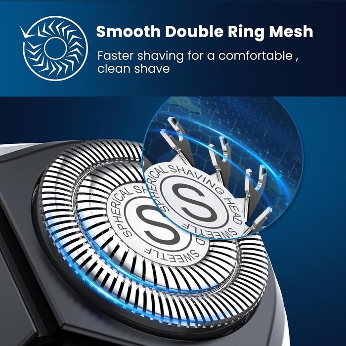 Електричний чоловічий бритва SweetLF SWS7105 з тримером, кейсом, IPX7, LED дисплеєм & для мокрого/сухого гоління