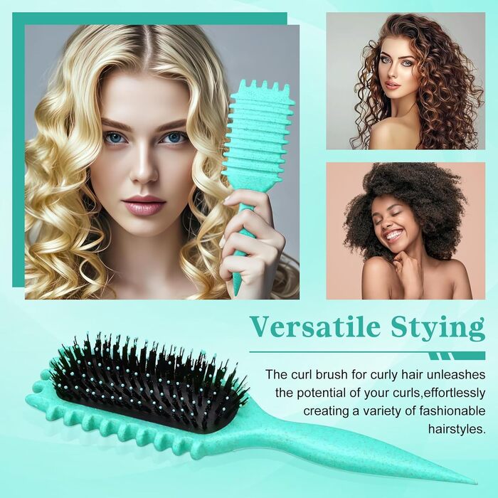 Щітка для локонів Lockenbürste – антистатична стилінг-щітка з вентиляційним дизайном для мокрого та сухого волосся, ідеальна для кучерявого волосся та додання об'єму (зелена)