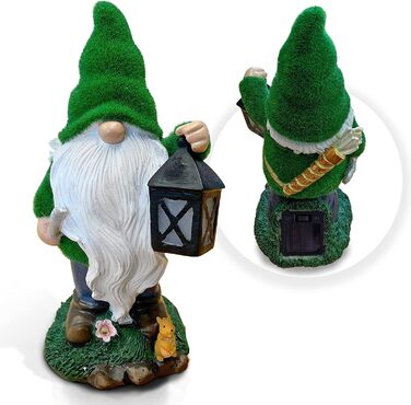 The ENCHANTED GARDEN Gartenzwerg Ranger garden figurines & garden statues garden decor for outdoors Solar Light funny gnomes for outdoors