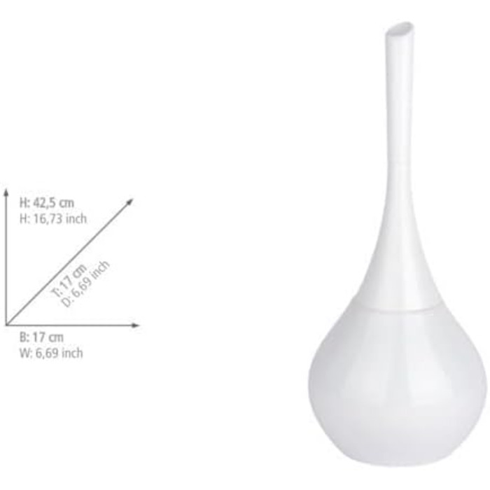 Набір для туалету WENKO Mod. Flakon: тримач щітки та щітка для унітазу, кераміка та пластик, Ø 17 см x 42,5 см, білий