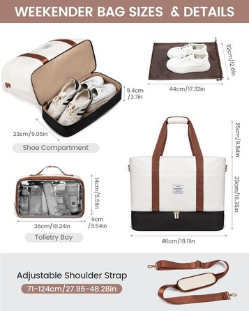 Сумка-рюкзак LOVEVOOK для жінок, 42L: водонепроникна дорожня сумка-мішок з відділенням для взуття, ідеальна для подорожей, спортзалу, пологів та Ryanair